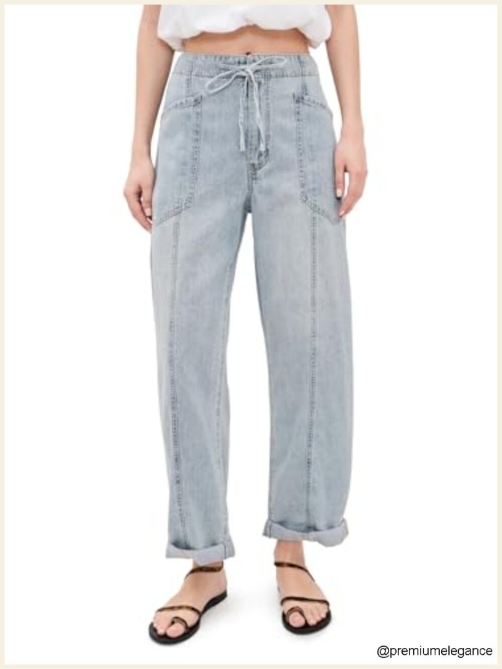Villa Drawstring Barrel Jeans High Rise Loose Fit